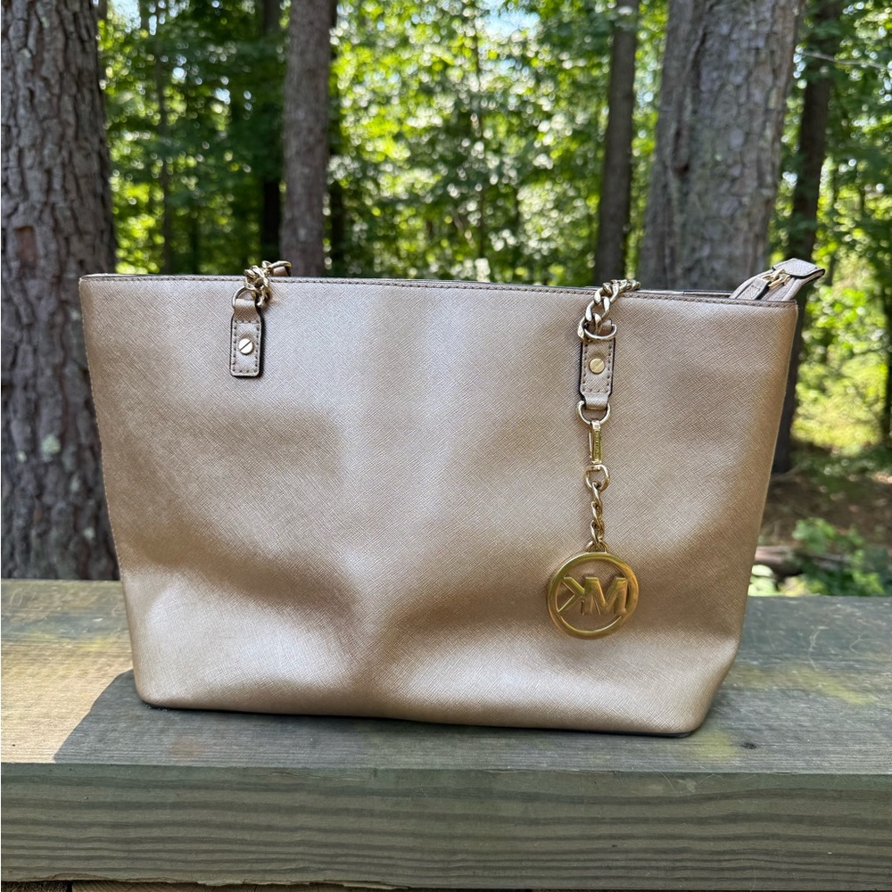 Michael Kors Gold Tote Bag with Structured Design